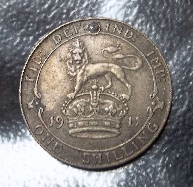 Britain 1 Shilling 1911 - Plugged