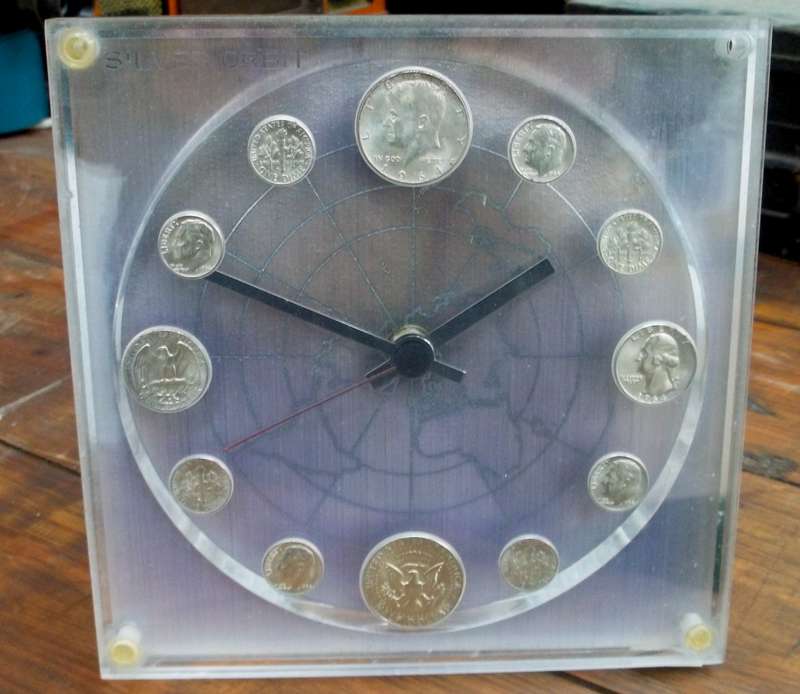 Silver Orbit clock with 1964 Silver US coins