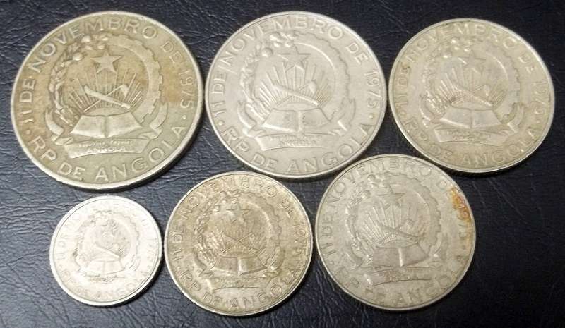 **R1 Auction**  Angola - Set of 6 coins from 1975 - Bid per coin