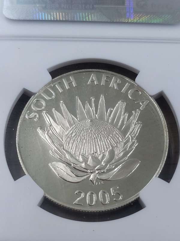 RSA 2005 Silver One rand: Albert Luthuli - NGC MS67: Only 11 Better at NGC - Very Low Mintage: 256