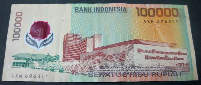 Indonesia 100,000 Rupiah 1999 - Polymer note