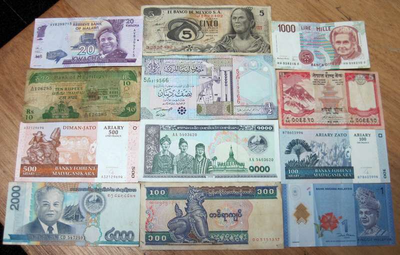 Lot of 12 International bank notes