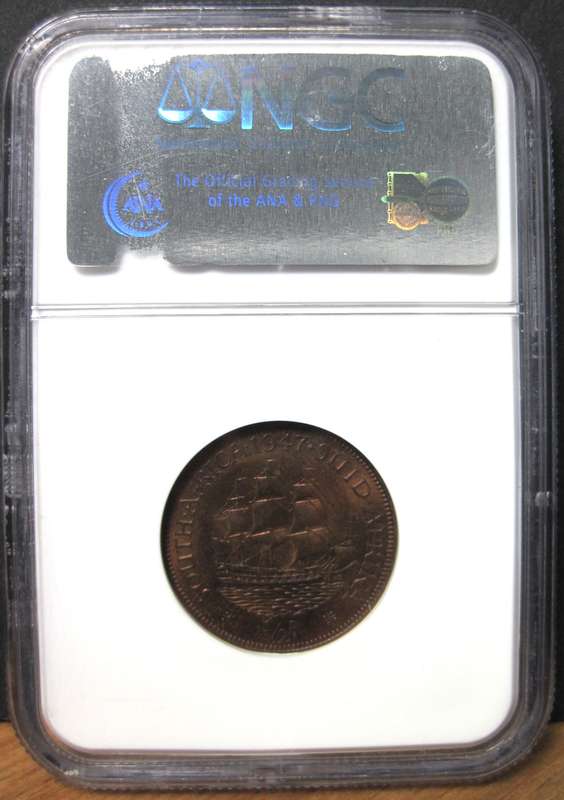 SA Union 1/2 Penny 1947 - NGC PF64RB