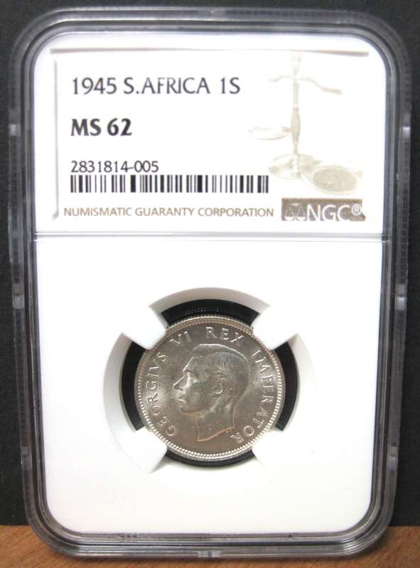 SA Union 1 Shilling 1945 - NGC MS62