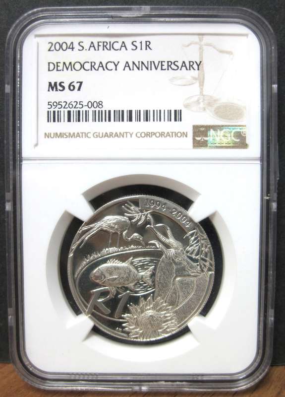 RSA 1 Rand 2004 DEMOCRACY - NGC MS67