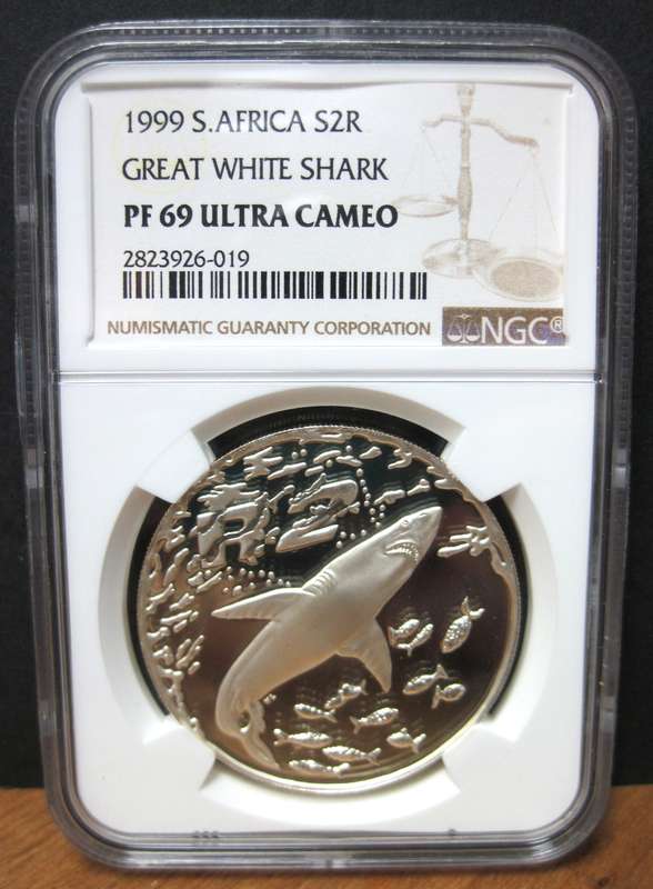 RSA 2 Rand 1999 - Great White Shark - NGC PF69 Ultra Cameo