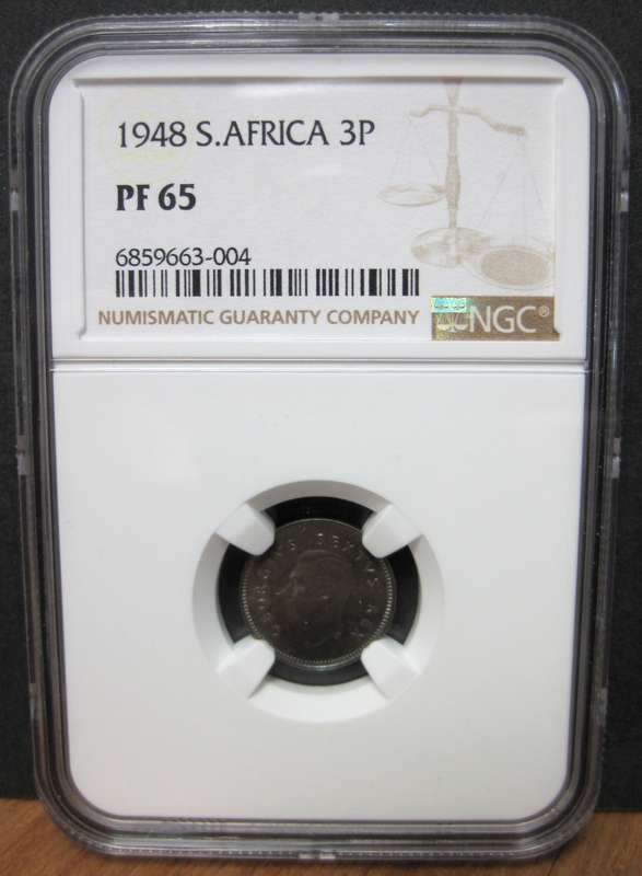 SA Union 3 Pence 1948 - NGC PF65