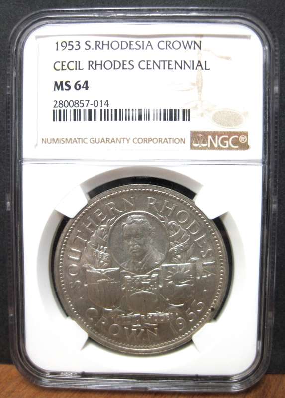 1953 Southern Rhodesia Crown - NGC MS64