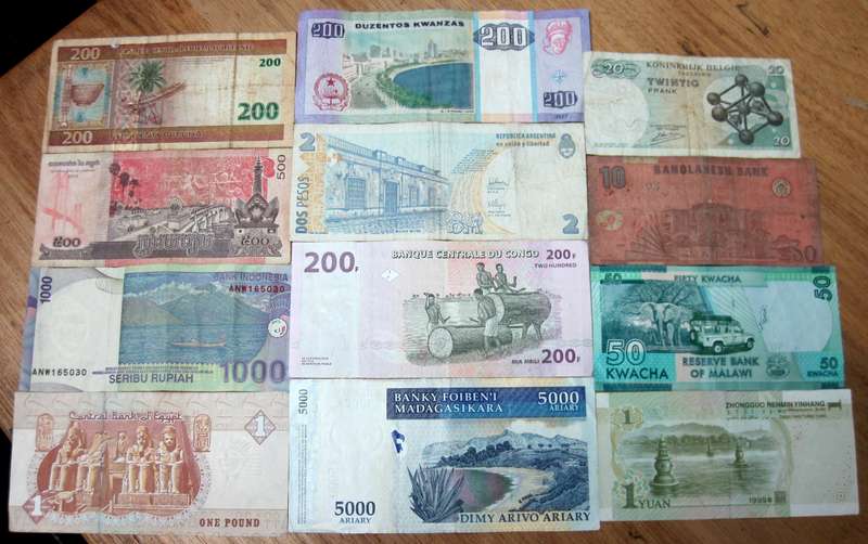 Lot of 12 International bank notes