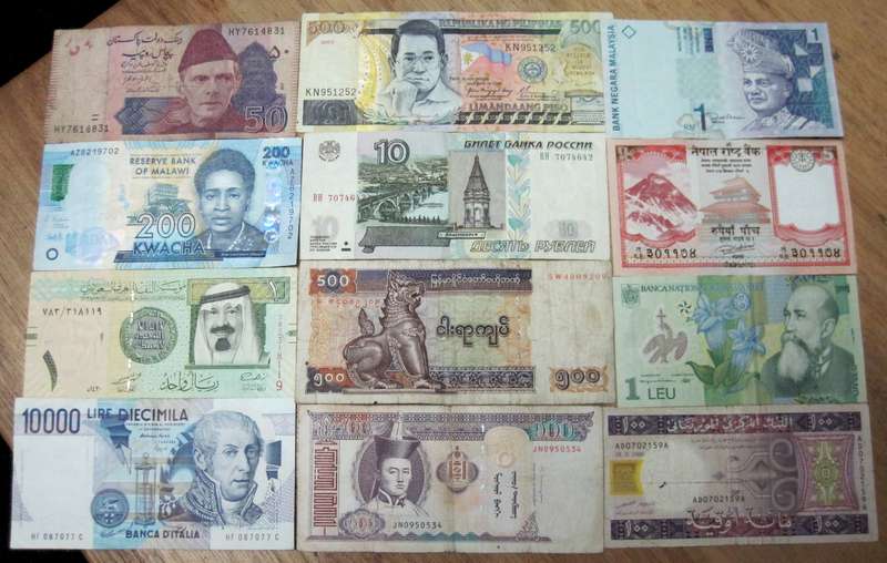 Lot of 12 International bank notes