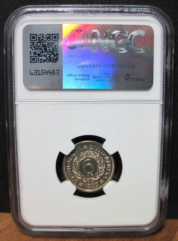SA Union 6 Pence 1923 - NGC PF64