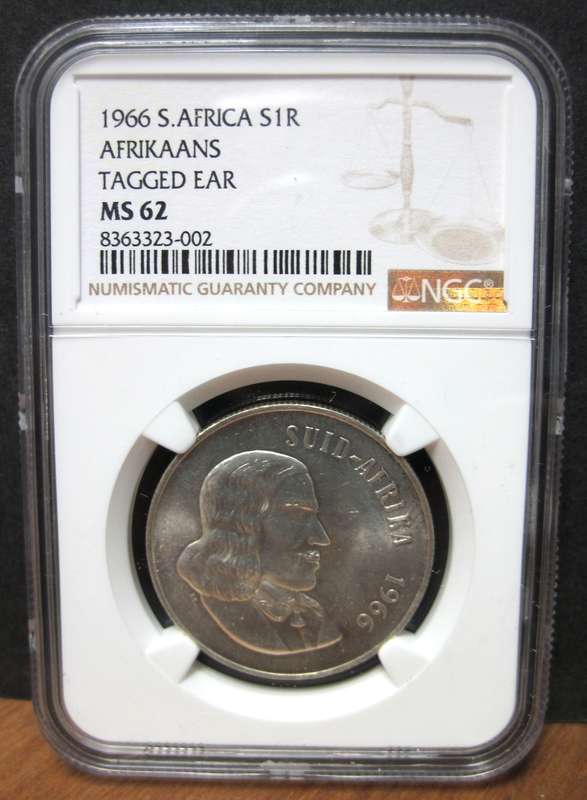 RSA 1 Rand 1966A - NGC MS62 - *Tag Ear*