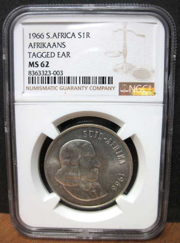 RSA 1 Rand 1966A - NGC MS62 - *Tag Ear*