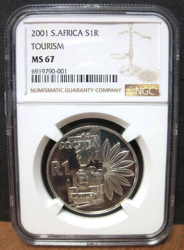 RSA 1 Rand 2001 - NGC MS67 - Tourism - 2nd best, only 6 better