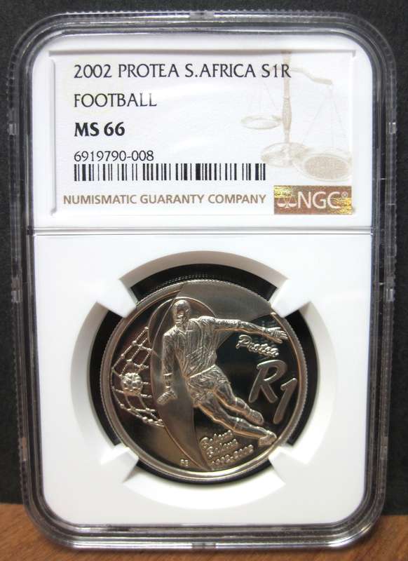 RSA 1 Rand 2002 - FOOTBALL - NGC MS66