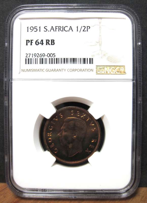 SA Union 1/2 Penny 1951 - NGC PF64RB