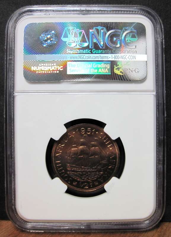 SA Union 1/2 Penny 1951 - NGC PF64RB