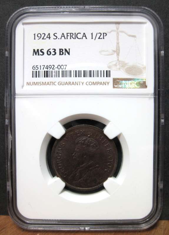 SA Union 1/2 Penny 1924 - NGC MS63BN