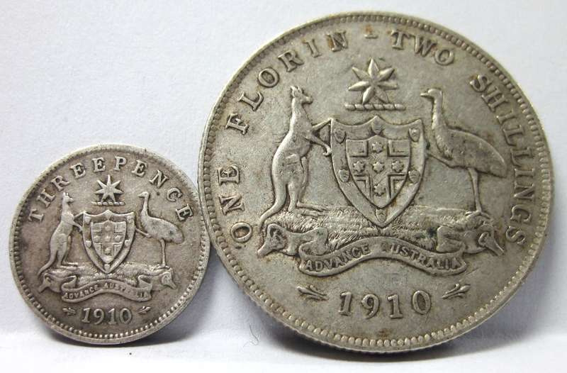 Australia 3 Pence & 2 Shillings 1910