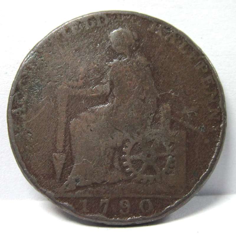 *R1 Auction* 1790 Charles Roe copper works half penny merchant token