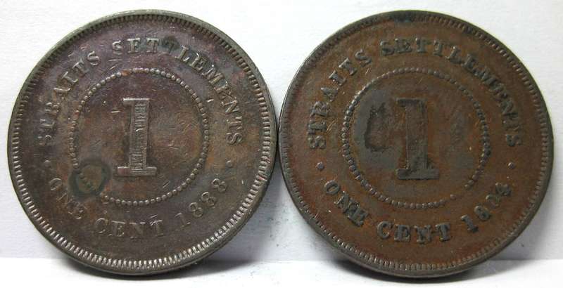 *R1 Auction* Straits Settlements 1 Cent 1888 & 1904