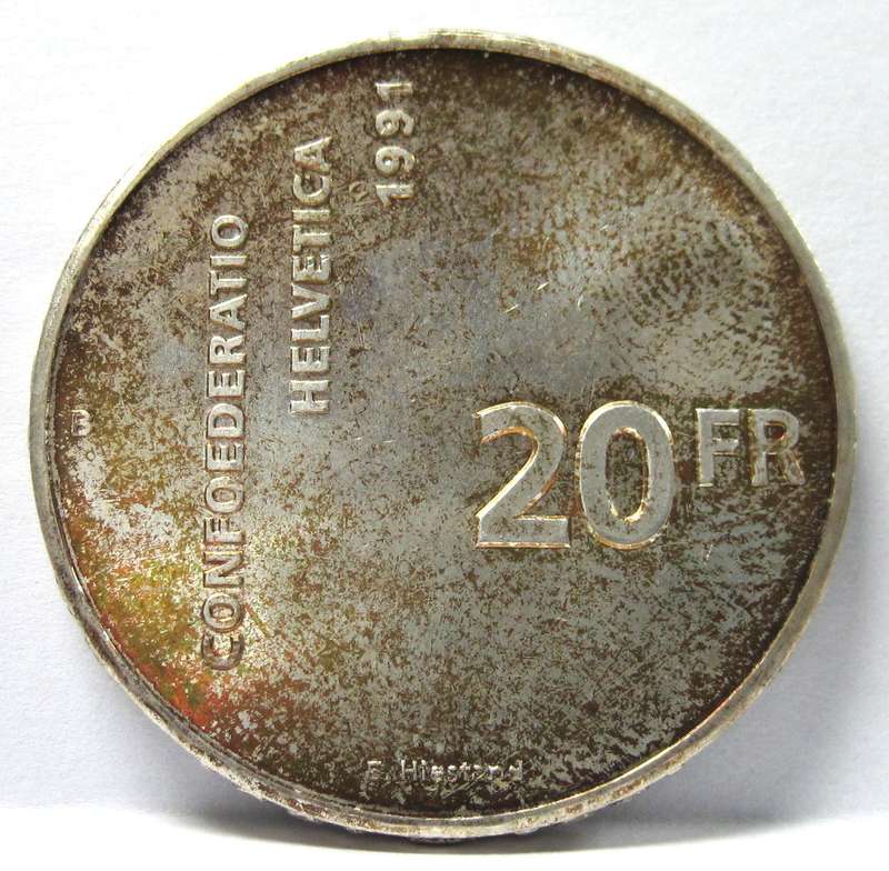 Switzerland 20 Francs 1991 '700yrs Swiss Confederation' Proof coin