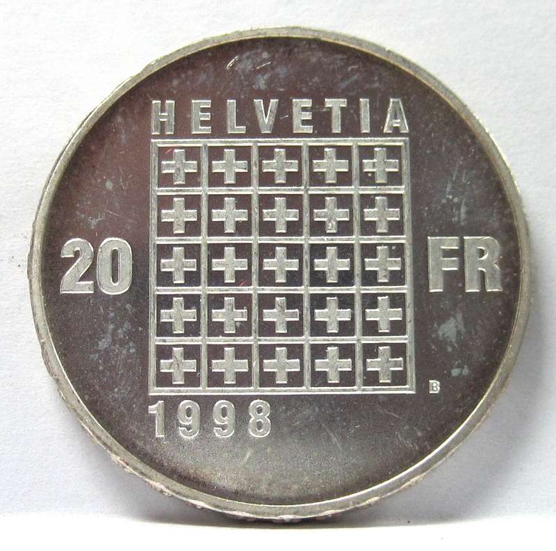 Switzerland 20 Francs 1998 '150yrs Federal' Proof coin