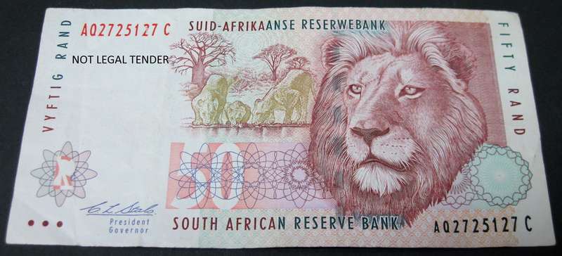 RSA 50 Rand mid 1990's(C Stals 2nd Issue) - Red Water Variant