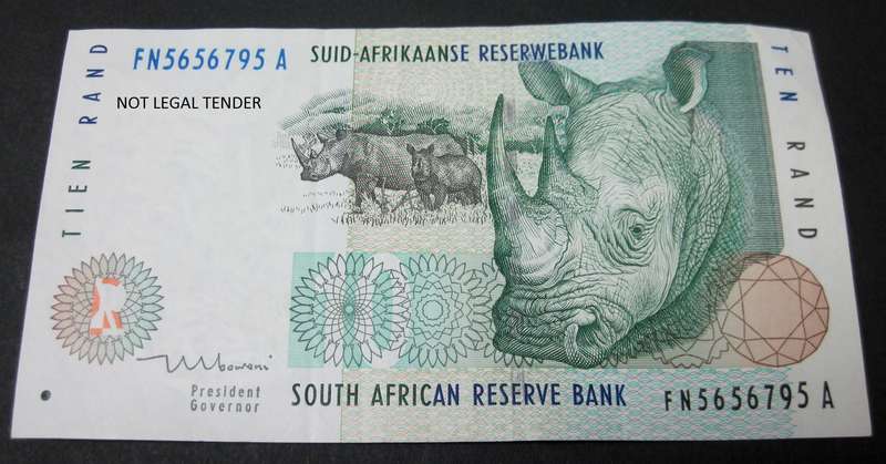 RSA 10 Rand early 2000's (Mboweni 1st issue) - VF to EF condition - more then one available