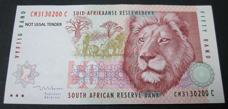 RSA 50 Rand early 2000's (Mboweni 1st issue) - VF to EF condition - more then one available