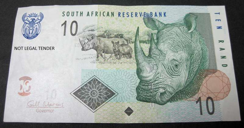 RSA 10 Rand early 2010's (Marcus 1st issue) - VF to EF condition - more then one available