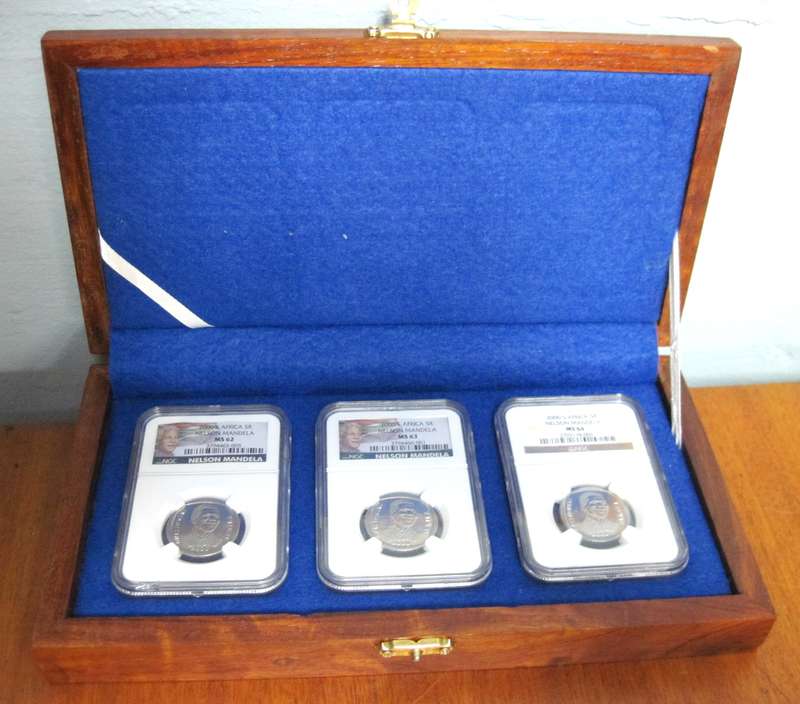 2000 R5 Mandela coin set - NGC MS62/MS63/MS64