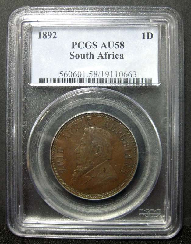 ZAR Penny 1892 - PCGS AU58
