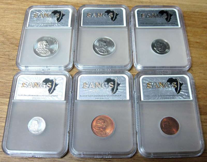 1965 RSA SANGS Graded Proof set - All PF64, 10c PF63
