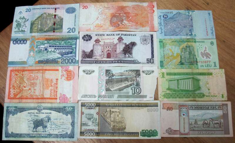 Lot of 12 International bank notes