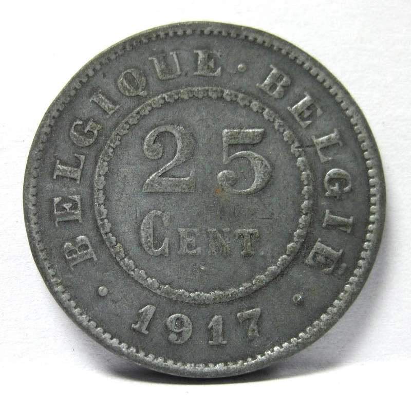 *R1 Auction* Belgium 25 Cents 1917 - Zinc coin