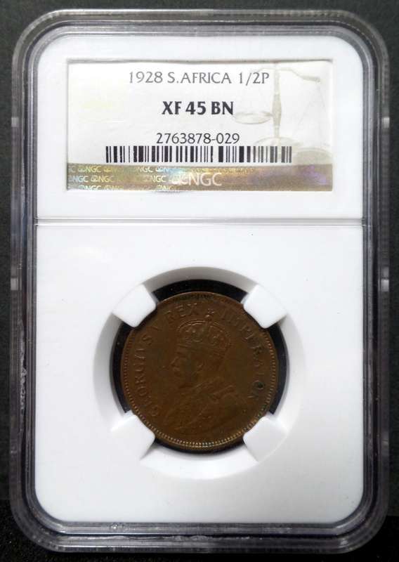 Union 1/2 Penny 1928 - NGC XF45 BN