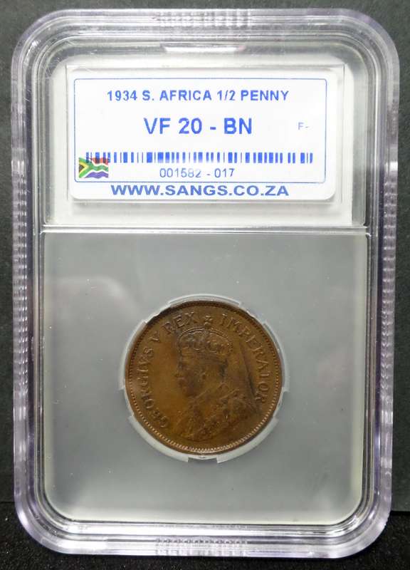 Union 1/2 Penny 1934 - SANGS VF20 BN