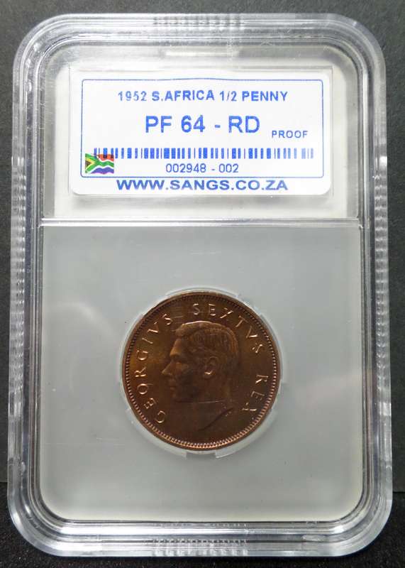 SA Union 1/2 Penny 1952 - SANGS PF64 RD
