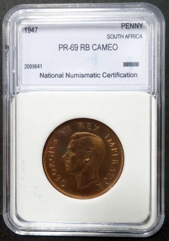 SA Union 1 Penny 1947 - NNC PR69 RB Cameo