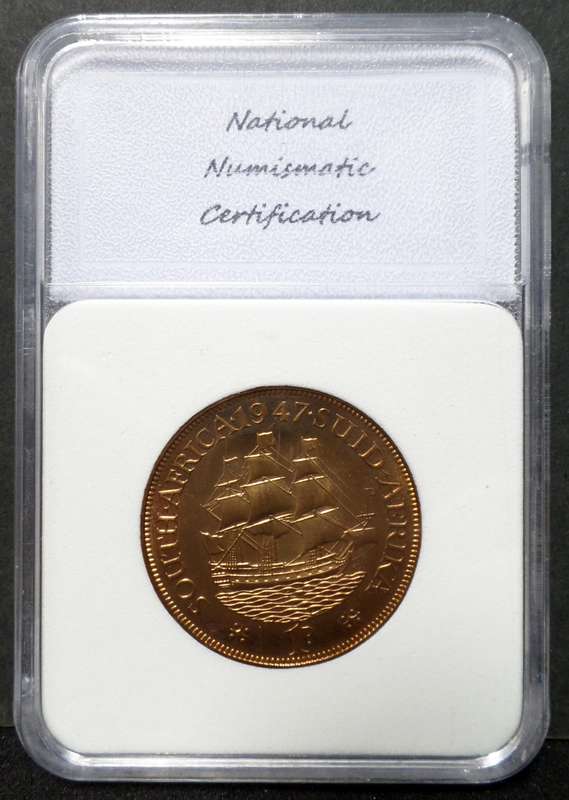SA Union 1 Penny 1947 - NNC PR69 RB Cameo