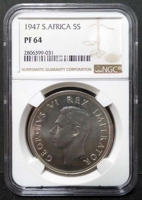 SA Union 5 Shillings 1947 - NGC PF64