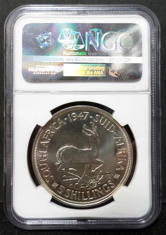 SA Union 5 Shillings 1947 - NGC PF64
