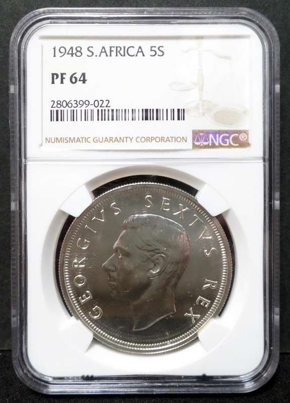 SA Union 5 Shillings 1948 - NGC PF64