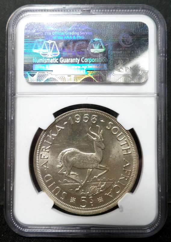 SA Union 5 Shillings 1953 - NGC MS61