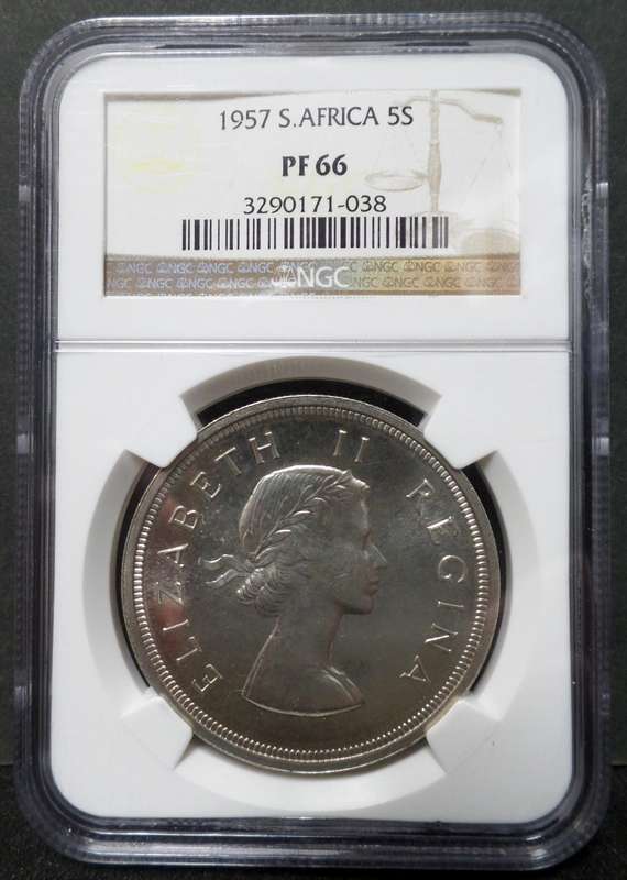 SA Union 5 Shillings 1957 - NGC PF66