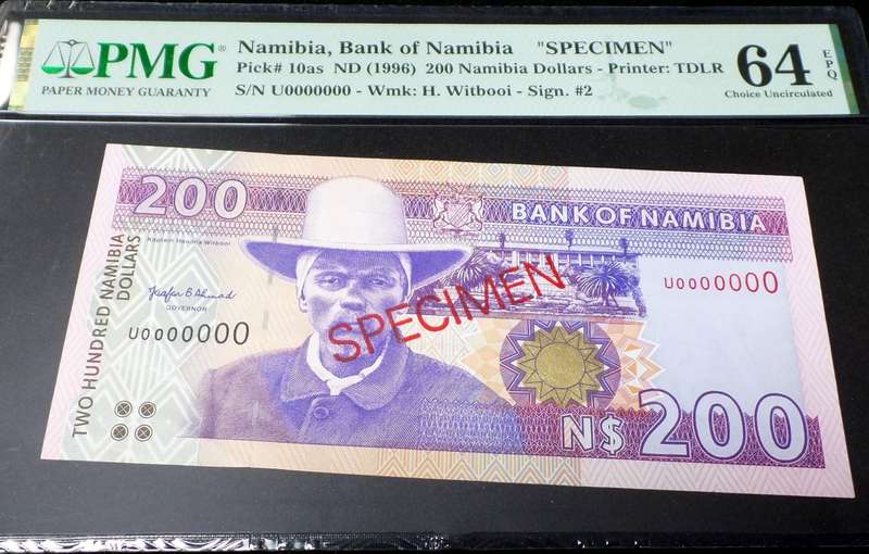 Namibia 200 Dollars ND(1996) - PMG 64 UNC *SPECIMEN*