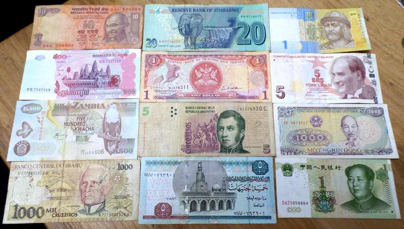 Lot of 12 International bank notes