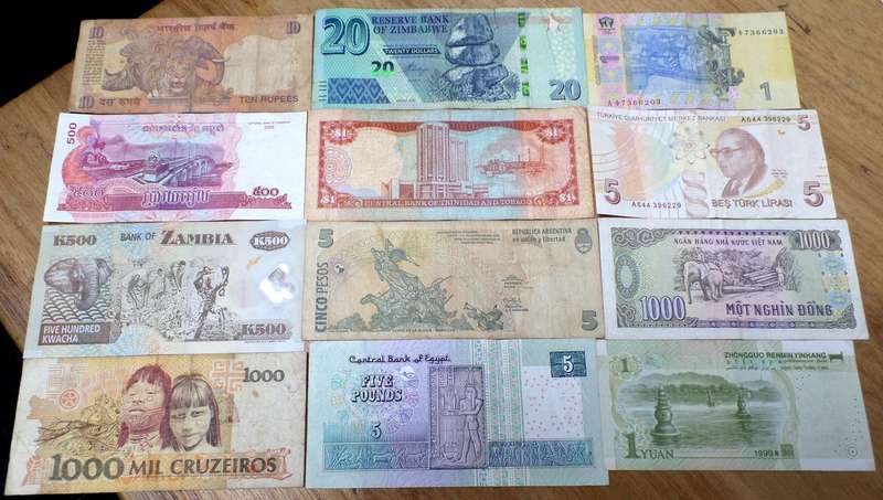 Lot of 12 International bank notes