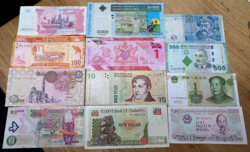 Lot of 12 International bank notes